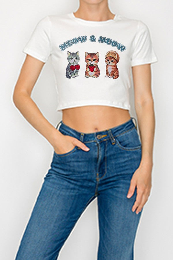 Meow Kitty Crop Tee