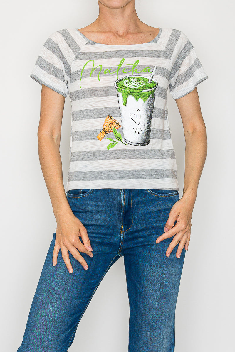 Matcha Love Striped Tee