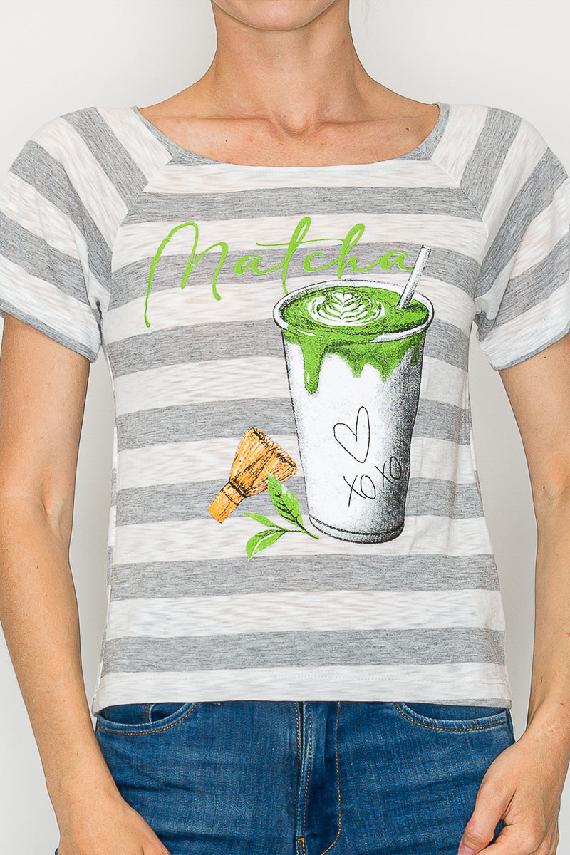 Matcha Love Striped Tee
